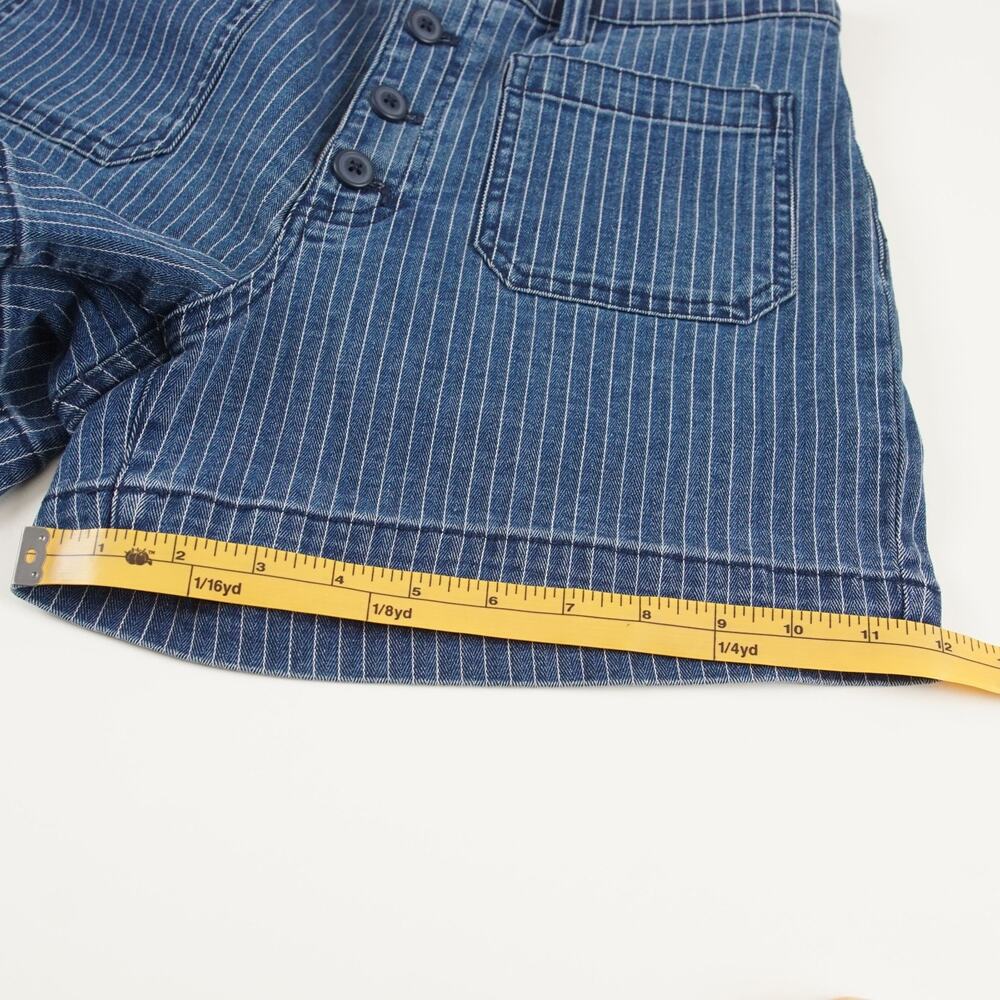 J Crew Patch Pocket Denim Button Herringbone Striped Blue Shorts Womens Sz 28 - Picture 6 of 9